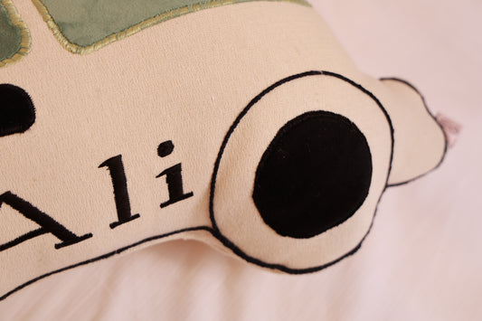 Car cushion with embroidery name